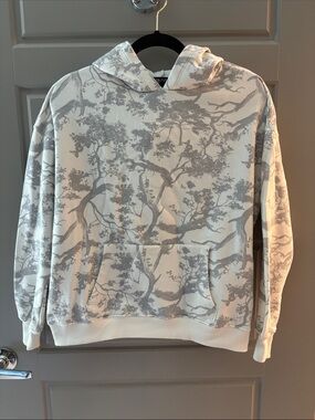Vinyl Icons Cream Hoodie with Gray Tree Print